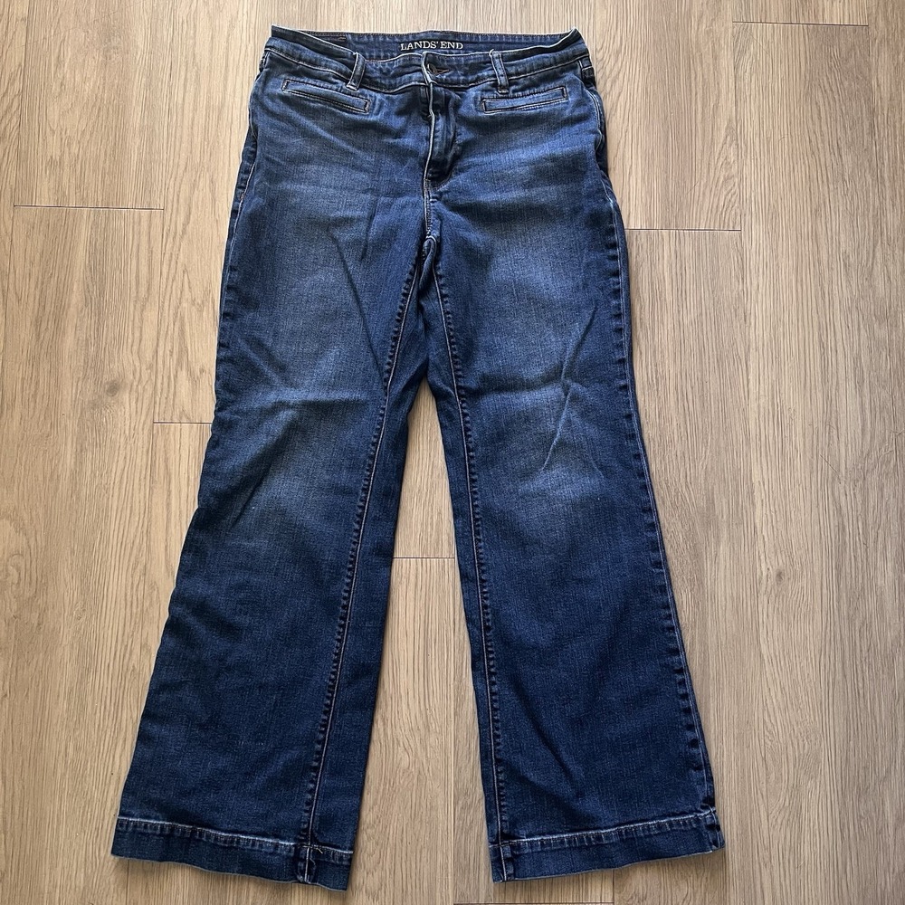 Lands' End Women's Sz 10 Mid Rise Trouser Jeans Stretch
